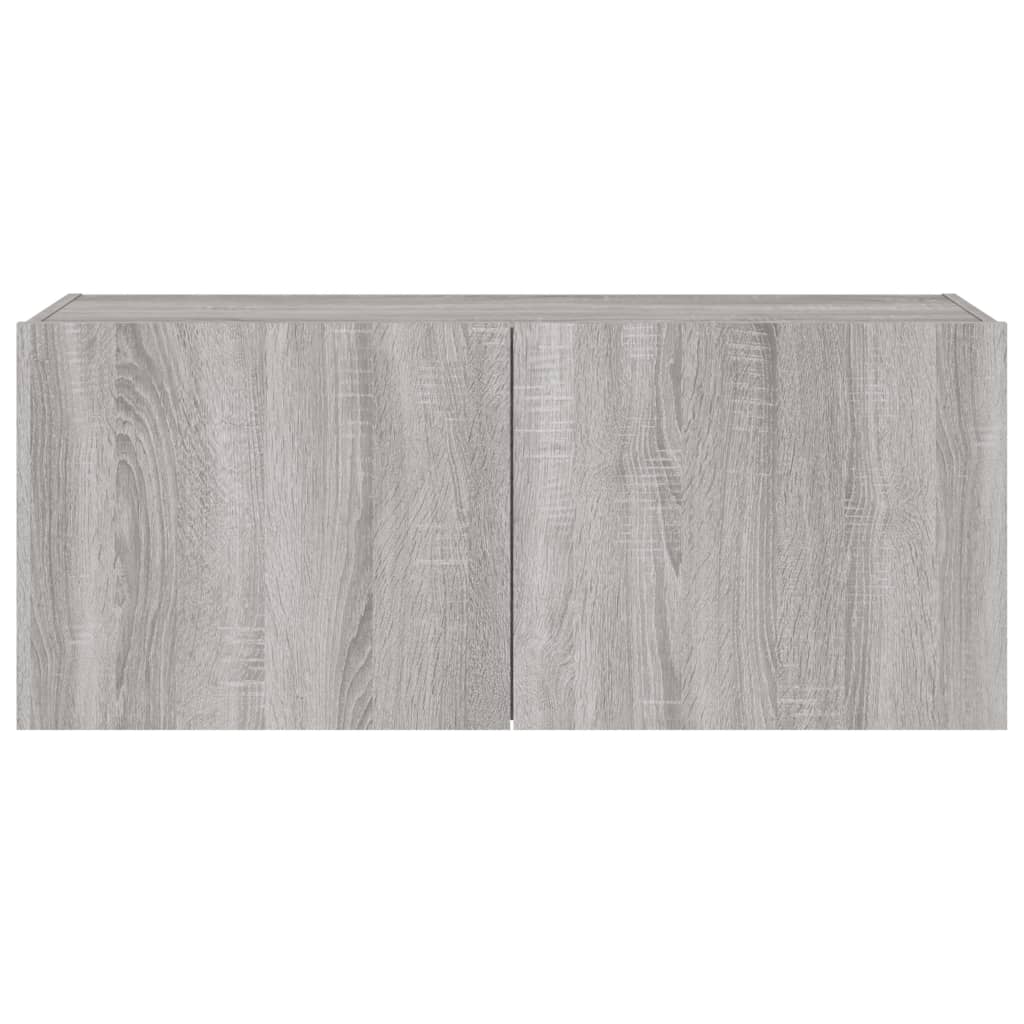 vidaXL Έπιπλο Τοίχου Τηλεόρασης με LED Γκρι Sonoma 100x35x41 εκ.