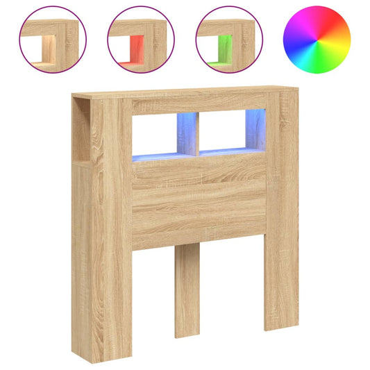 vidaXL Κεφαλάρι Κρεβατιού με LED Sonoma Δρυς 100x18,5x103,5 εκ