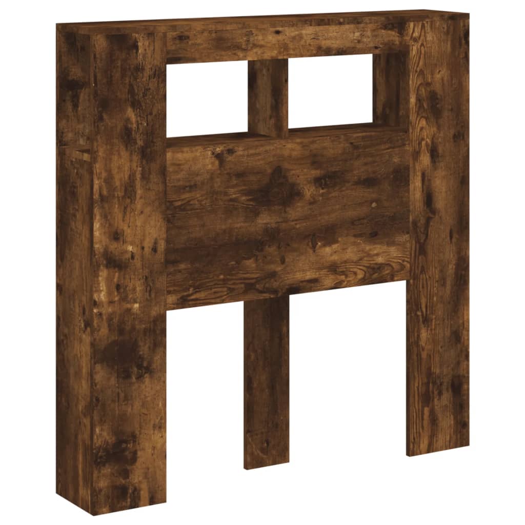 vidaXL Κεφαλάρι Κρεβατιού με LED Καπνιστή Δρυς 100x18,5x103,5 εκ