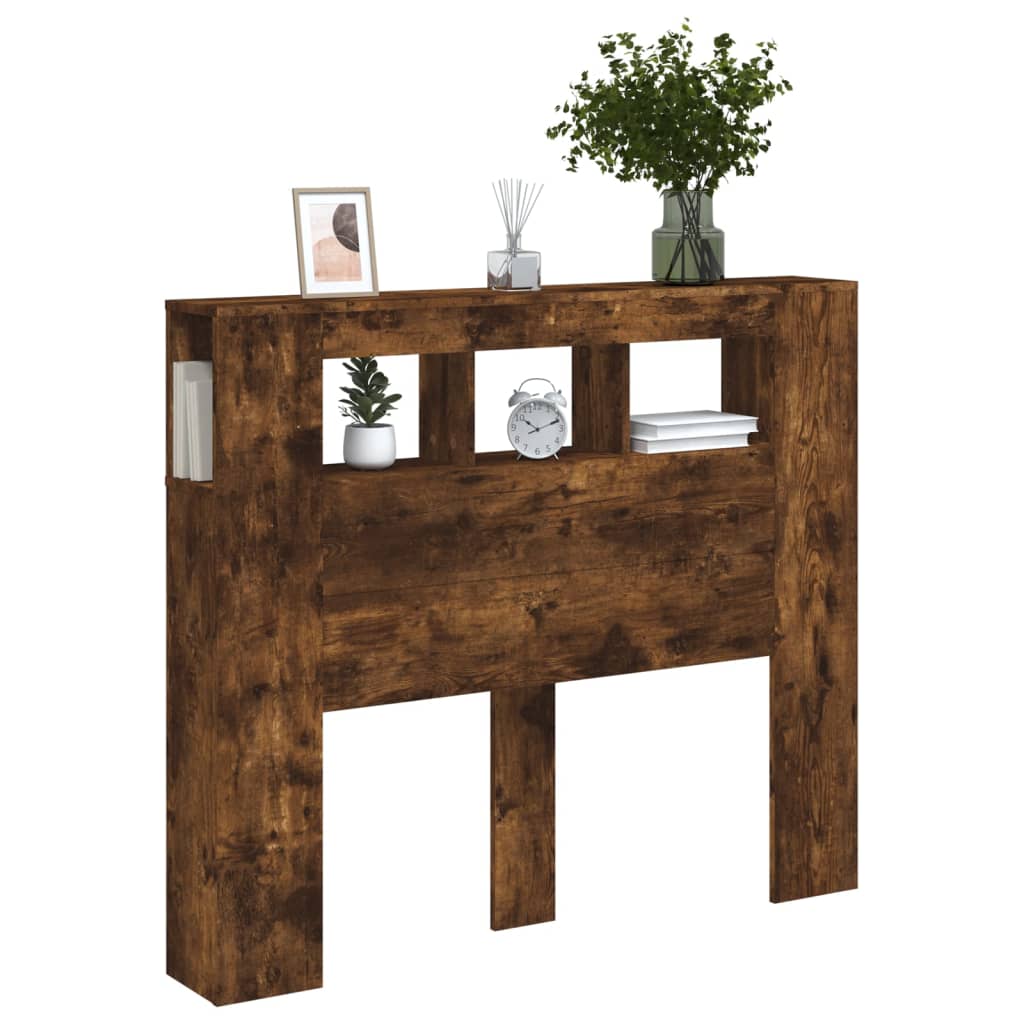 vidaXL Κεφαλάρι Κρεβατιού με LED Καπνιστή Δρυς 120x18,5x103,5 εκ