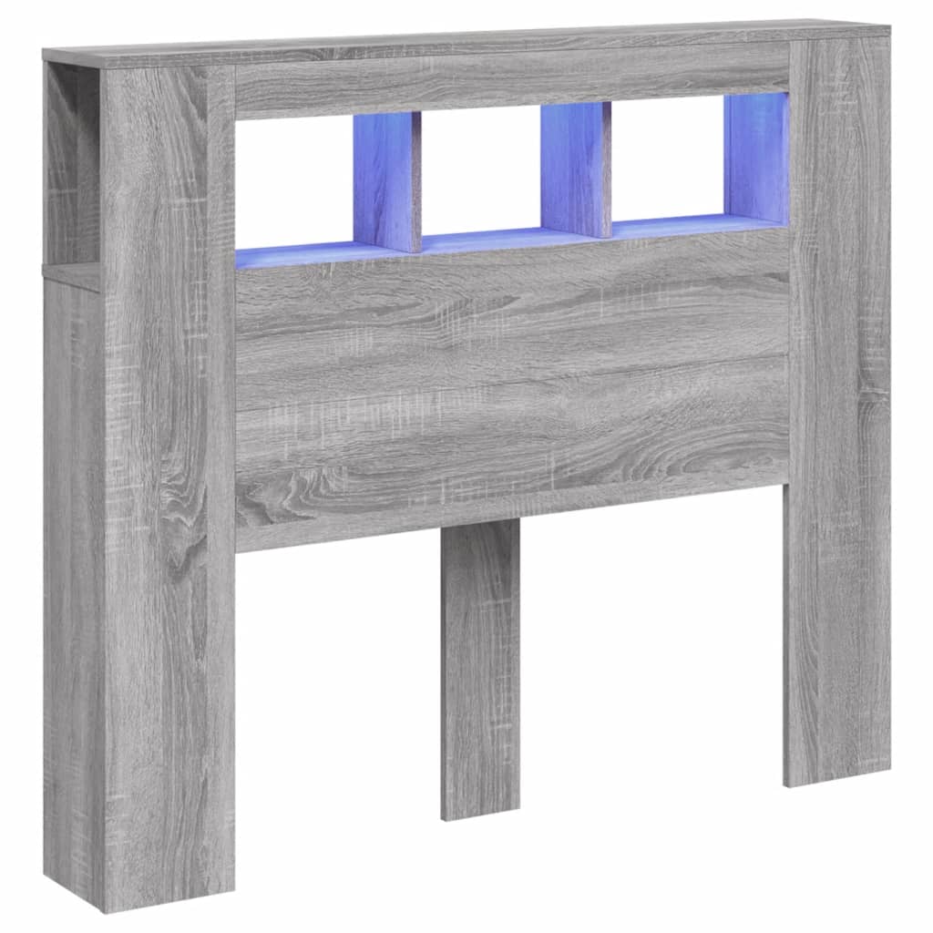 vidaXL Κεφαλάρι Κρεβατιού με LED Γκρι Sonoma 120x18,5x103,5 εκ