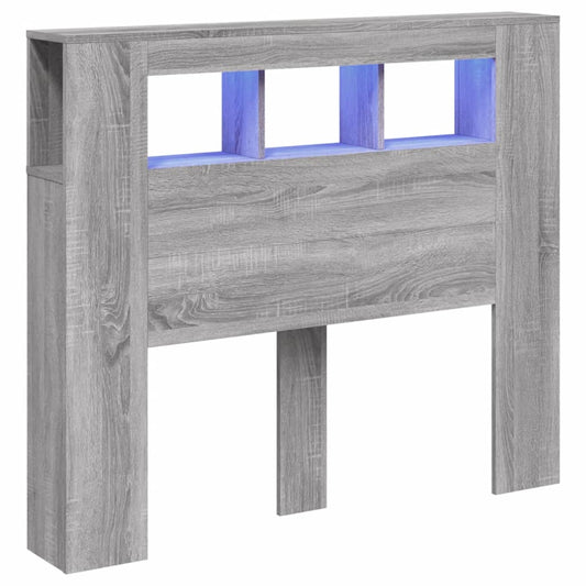 vidaXL Κεφαλάρι Κρεβατιού με LED Γκρι Sonoma 120x18,5x103,5 εκ