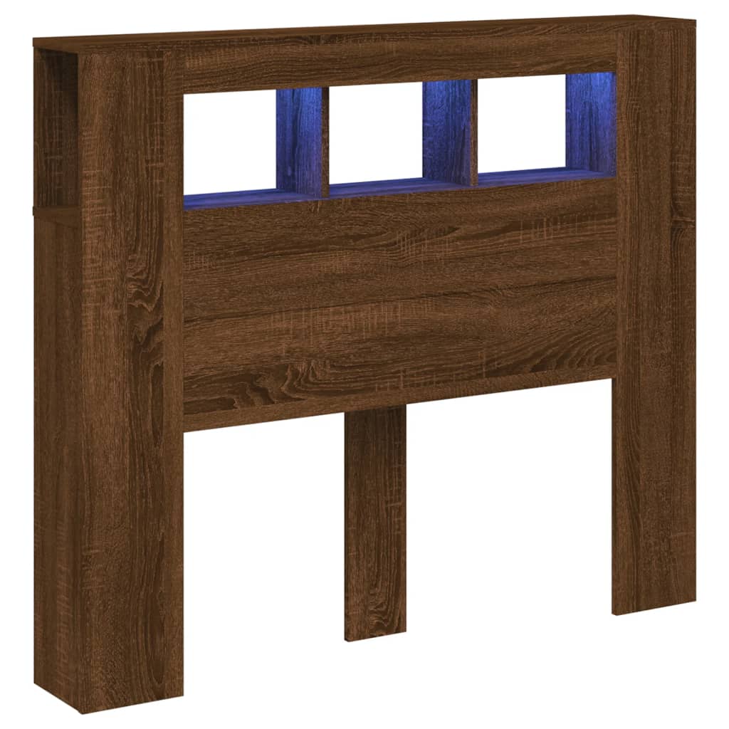 vidaXL Κεφαλάρι Κρεβατιού με LED Καφέ Δρυς 120x18,5x103,5 εκ