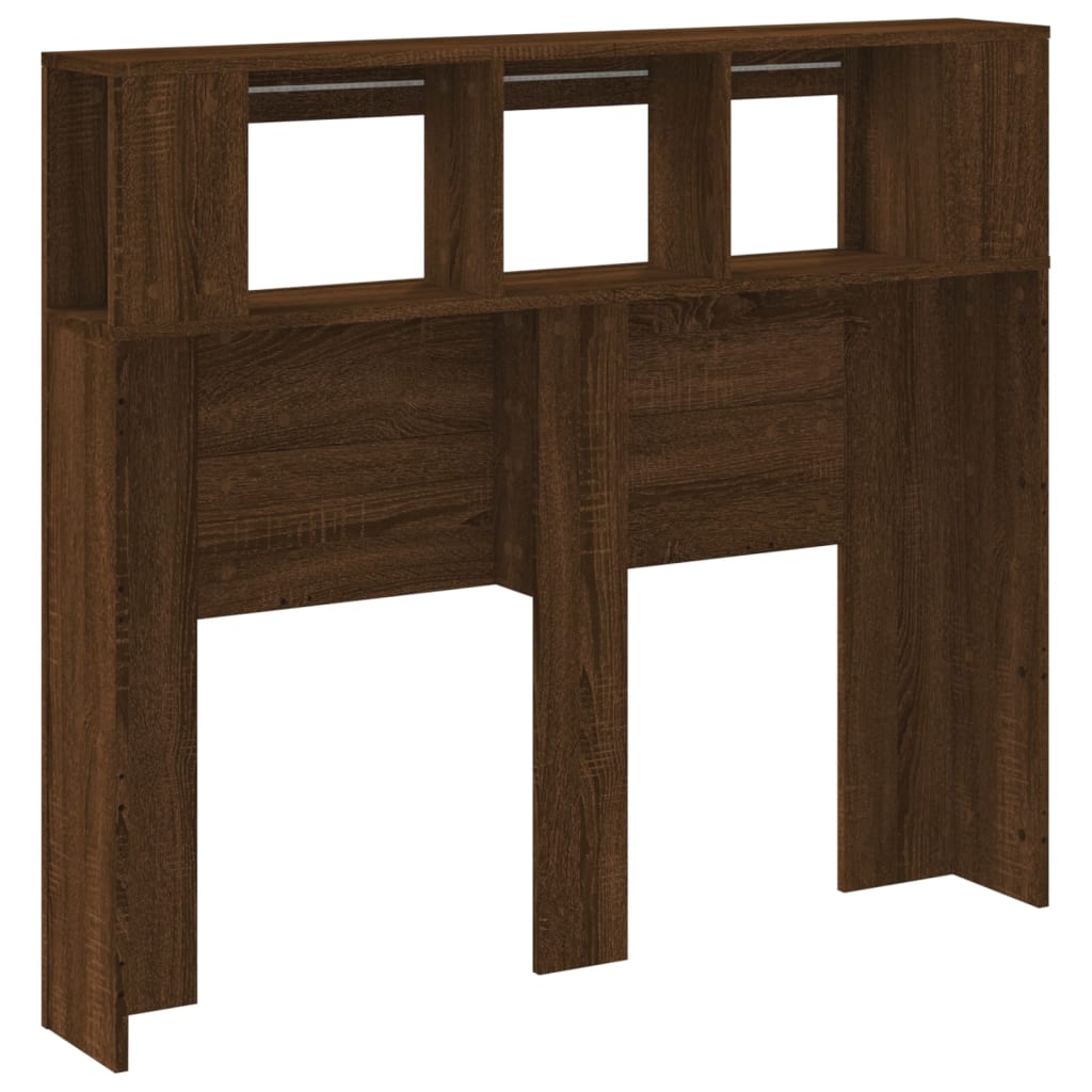 vidaXL Κεφαλάρι Κρεβατιού με LED Καφέ Δρυς 120x18,5x103,5 εκ