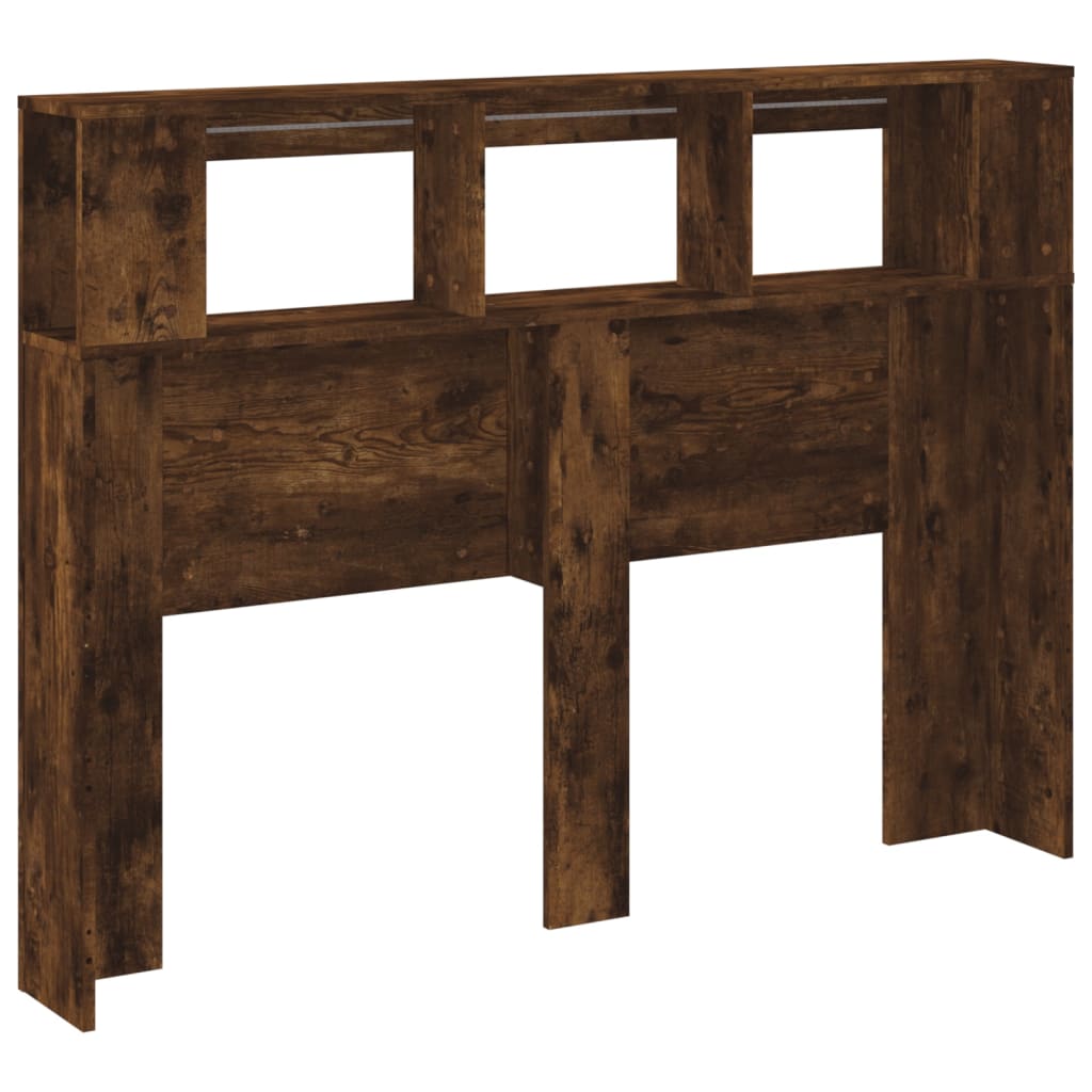 vidaXL Κεφαλάρι Κρεβατιού με LED Καπνιστή Δρυς 140x18,5x103,5 εκ