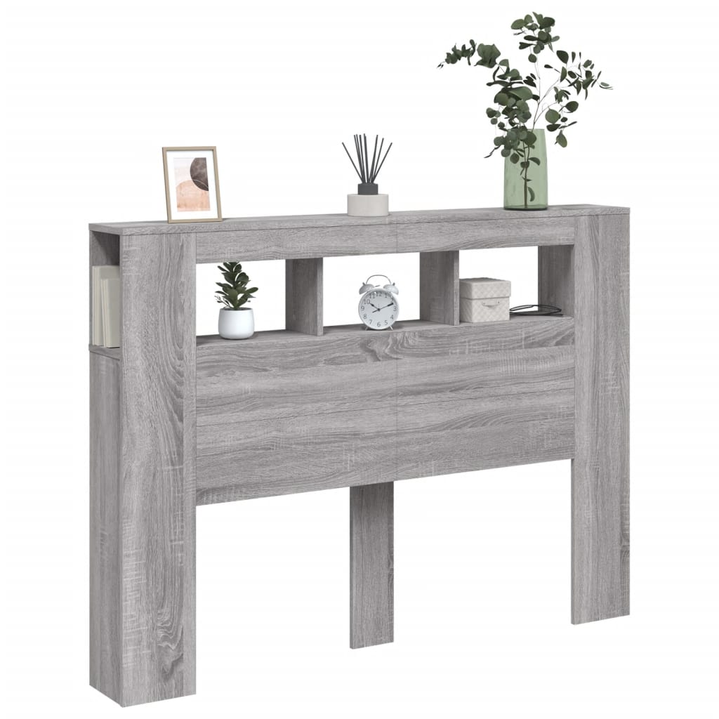 vidaXL Κεφαλάρι Κρεβατιού με LED Γκρι Sonoma 140x18,5x103,5 εκ