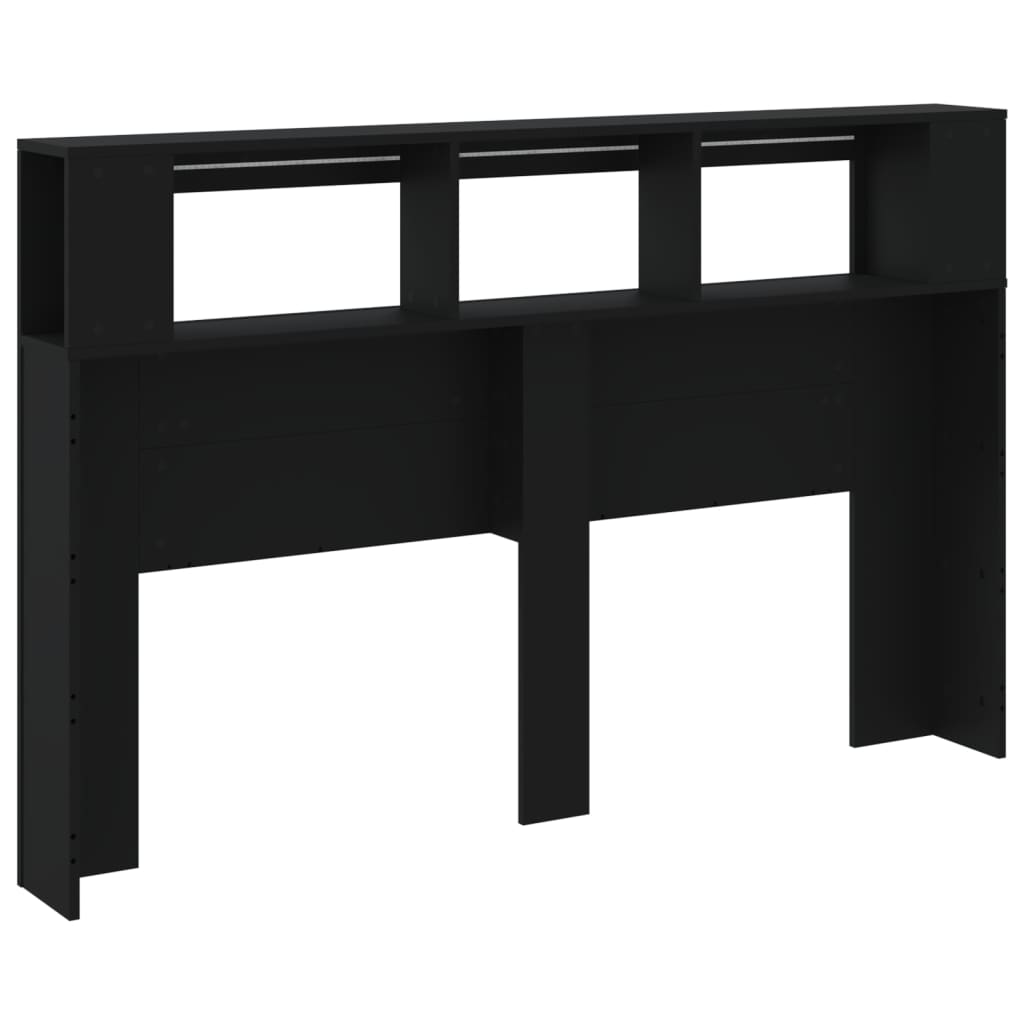 vidaXL Κεφαλάρι Κρεβατιού με LED Μαύρο 160x18,5x103,5 εκ Επεξεργ. Ξύλο