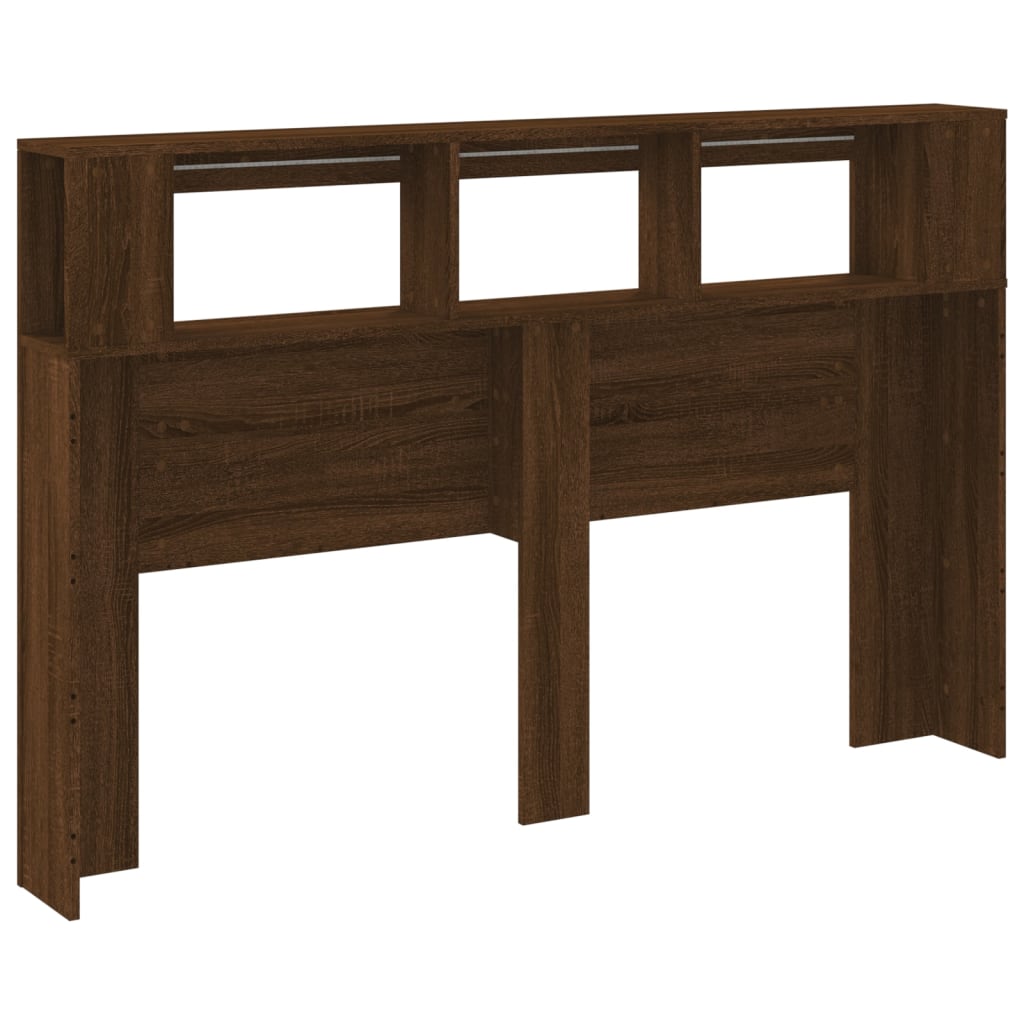 vidaXL Κεφαλάρι Κρεβατιού με LED Καφέ Δρυς 160x18,5x103,5 εκ