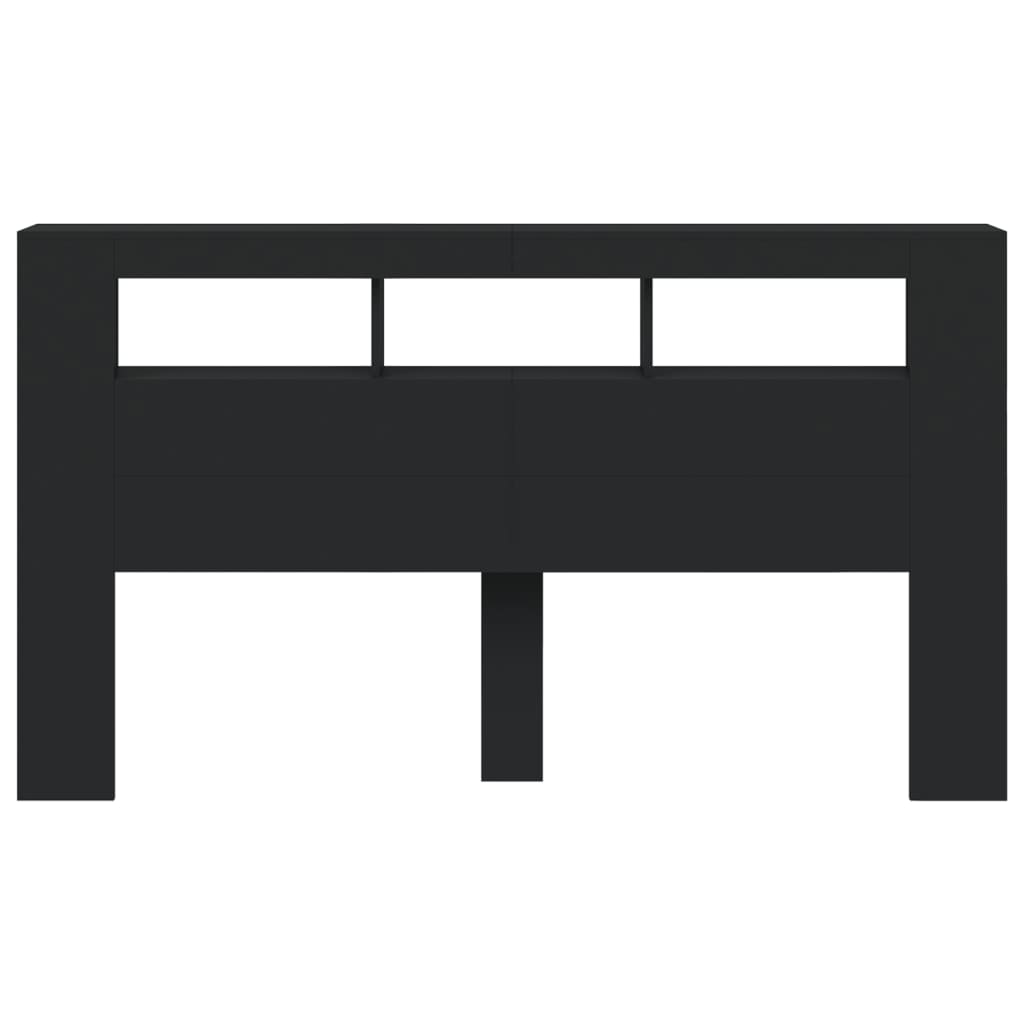 vidaXL Κεφαλάρι Κρεβατιού με LED Μαύρο 180x18,5x103,5 εκ Επεξεργ. Ξύλο