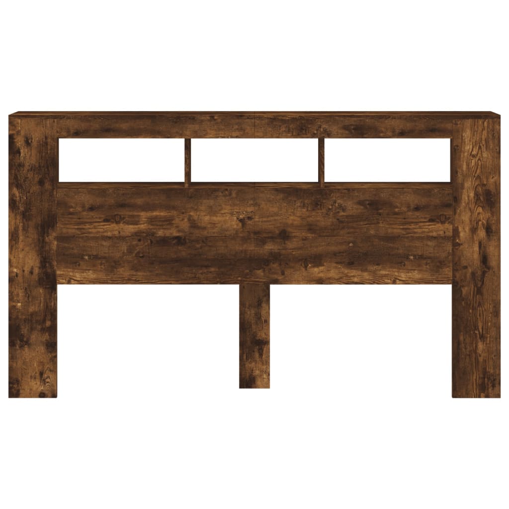 vidaXL Κεφαλάρι Κρεβατιού με LED Καπνιστή Δρυς 180x18,5x103,5 εκ