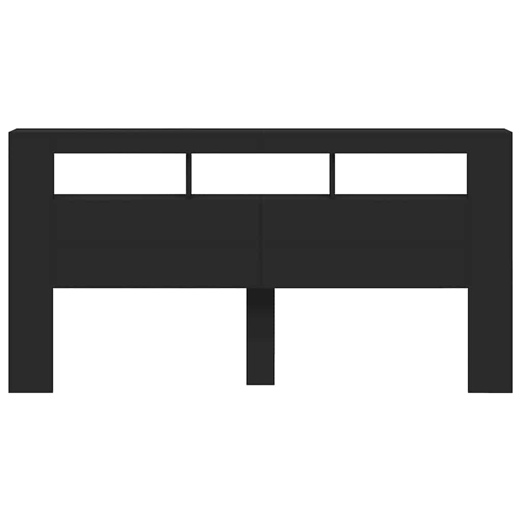 vidaXL Κεφαλάρι Κρεβατιού με LED Μαύρο 200x18,5x103,5 εκ Επεξεργ. Ξύλο