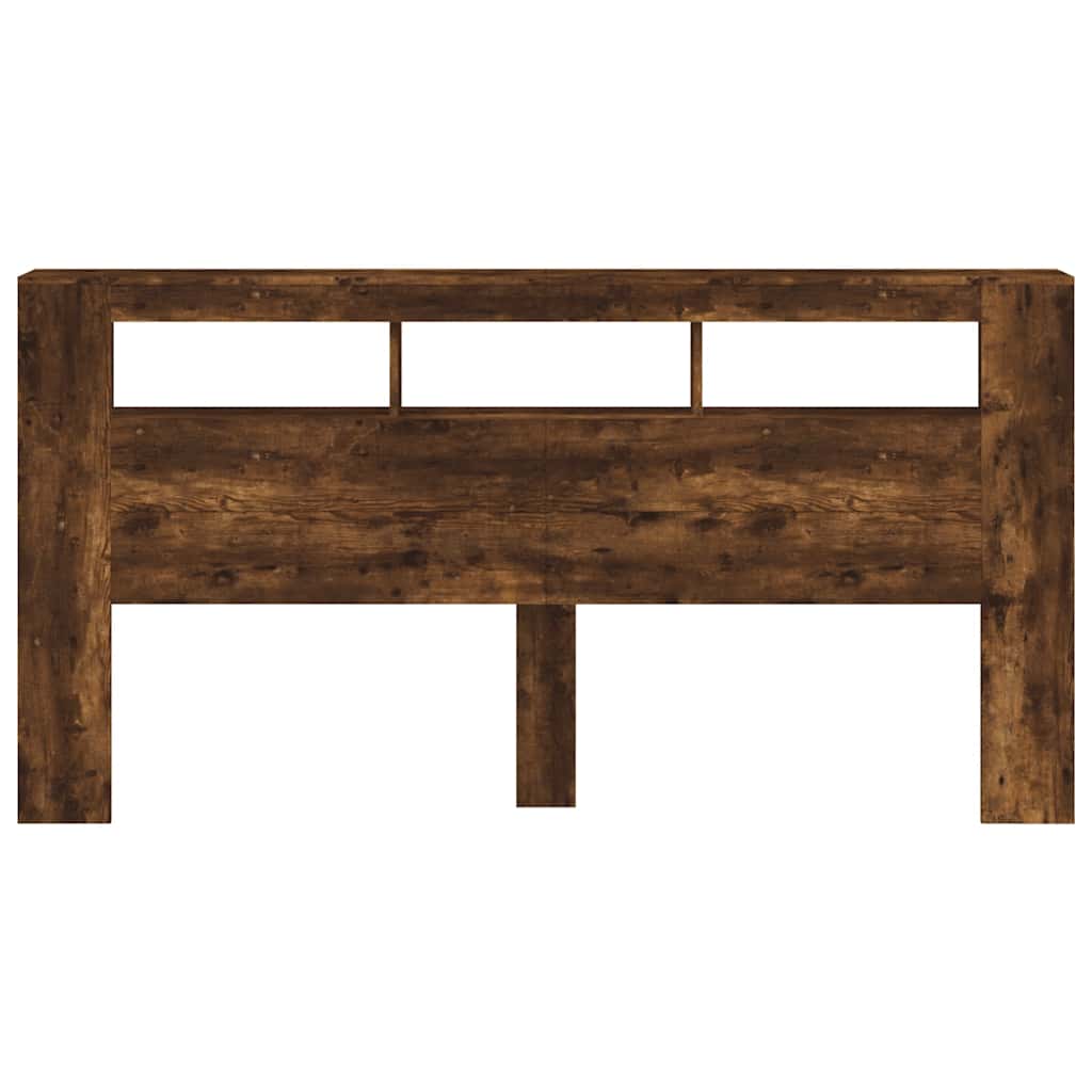 vidaXL Κεφαλάρι Κρεβατιού με LED Καπνιστή Δρυς 200x18,5x103,5 εκ