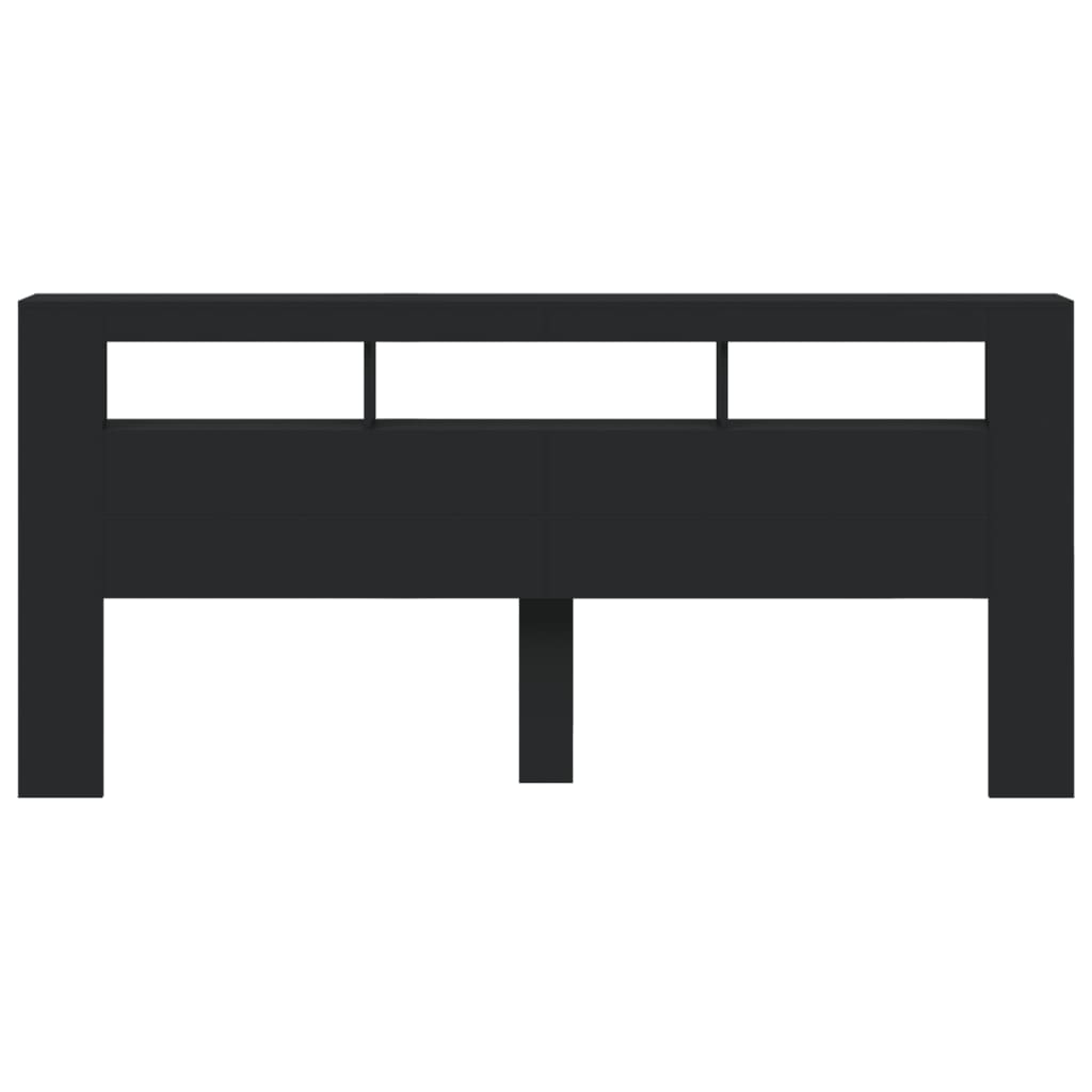 vidaXL Κεφαλάρι Κρεβατιού με LED Μαύρο 220x18,5x103,5 εκ Επεξεργ. Ξύλο