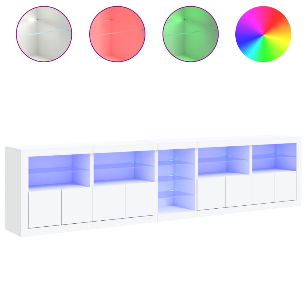 vidaXL Μπουφές με Φώτα LED Λευκός 283 x 37 x 67 εκ.