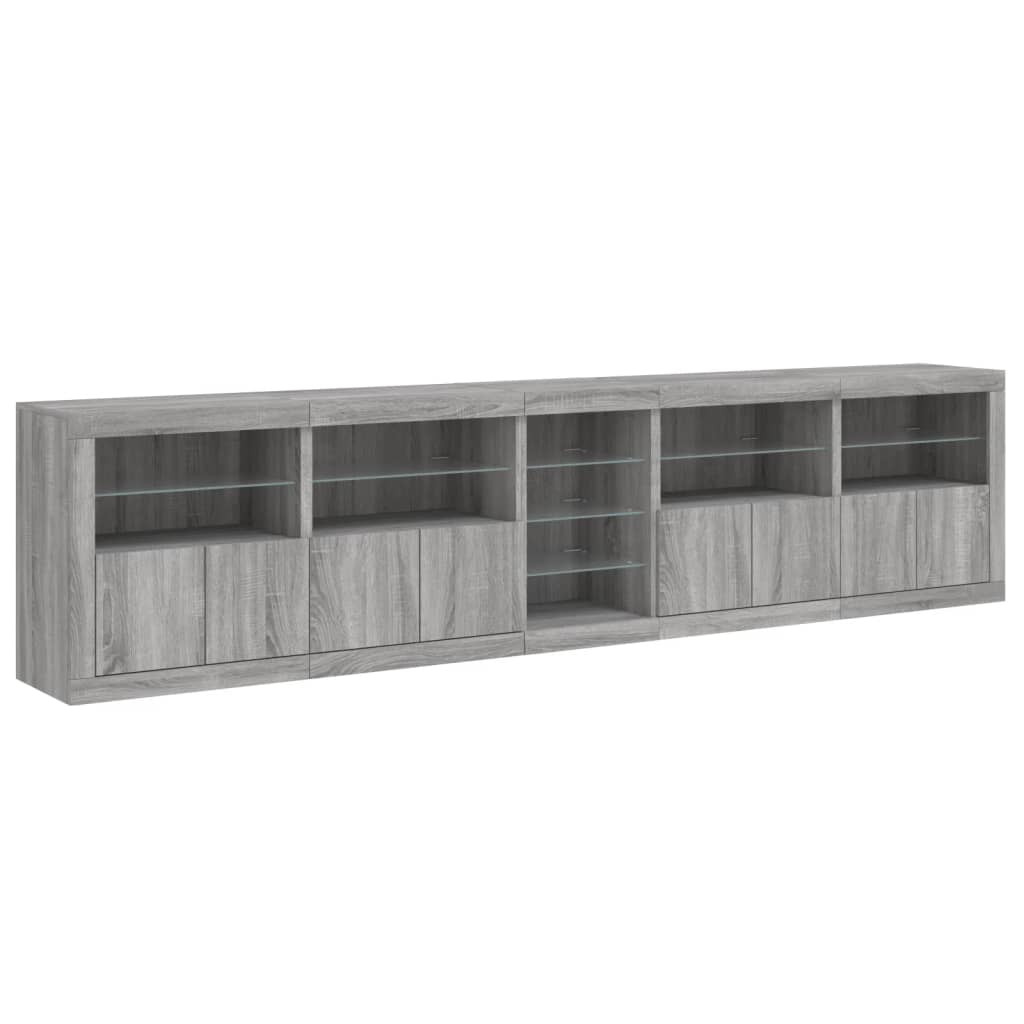 vidaXL Μπουφές με LED Γκρι Sonoma 283 x 37 x 67 εκ.