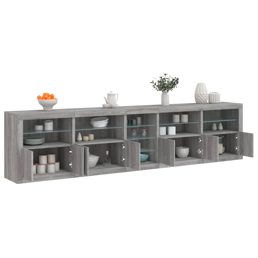 vidaXL Μπουφές με LED Γκρι Sonoma 283 x 37 x 67 εκ.