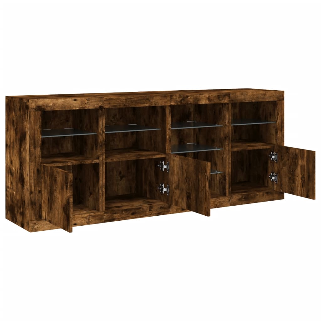 vidaXL Μπουφές με LED Καπνιστή Δρυς 164 x 37 x 67 εκ.
