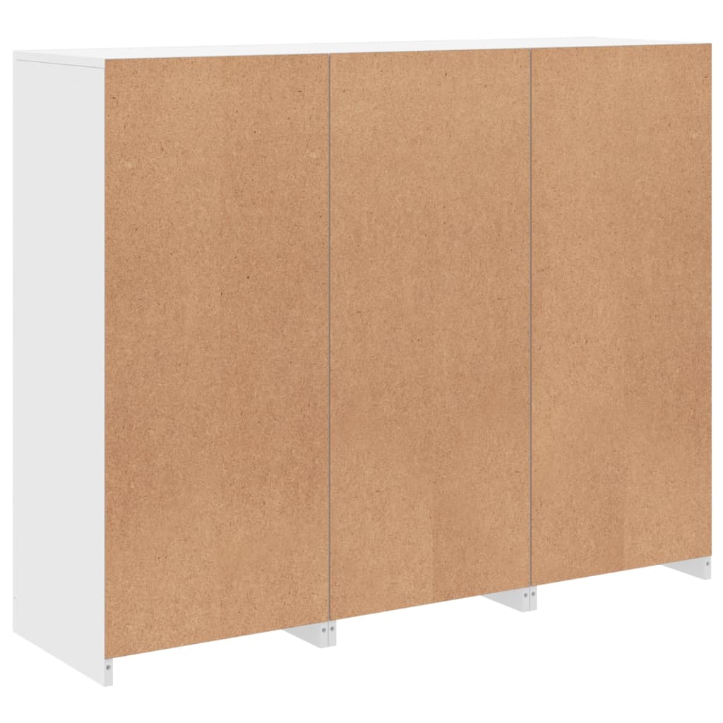 vidaXL Μπουφέδες με Φώτα LED 3 τεμ. Λευκοί από Επεξεργασμένο Ξύλο