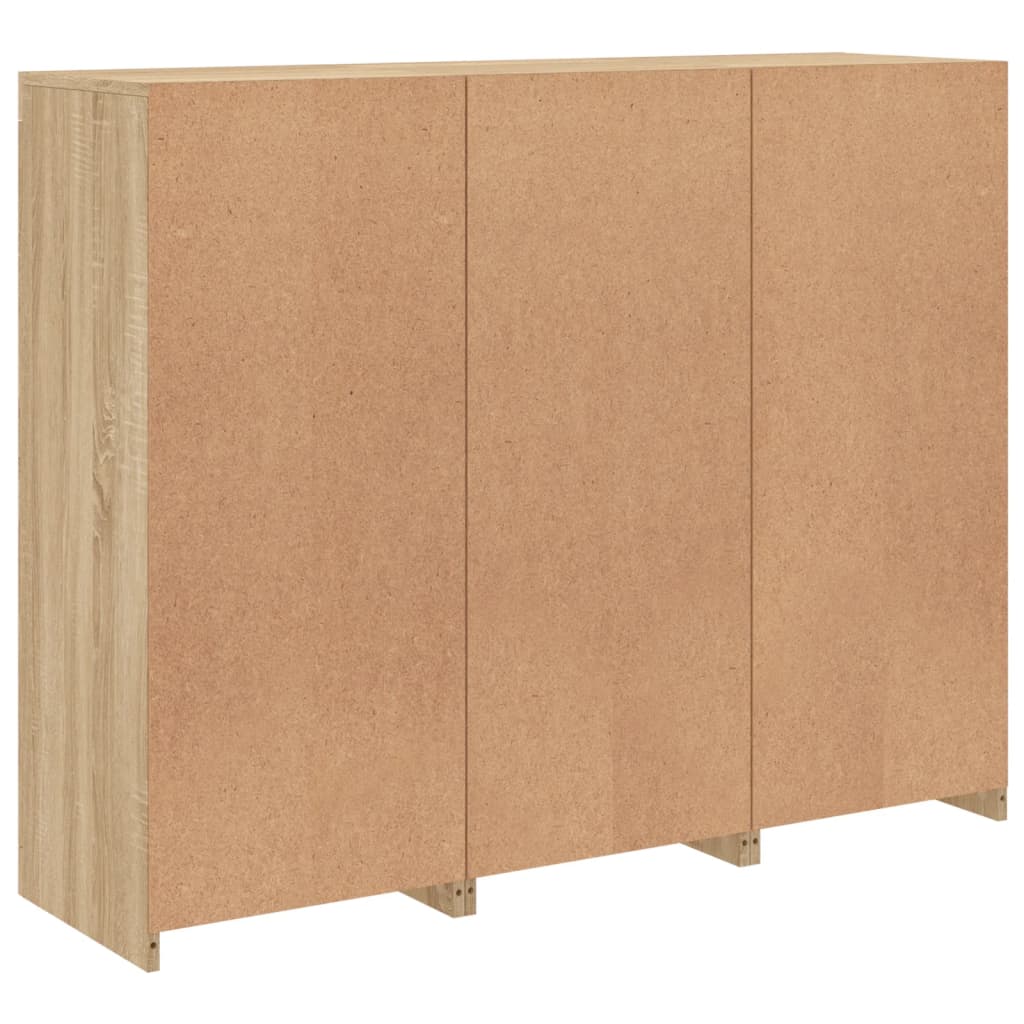 vidaXL Μπουφέδες με Φώτα LED 3 τεμ. Sonoma Δρυς από Επεξεργασμένο Ξύλο