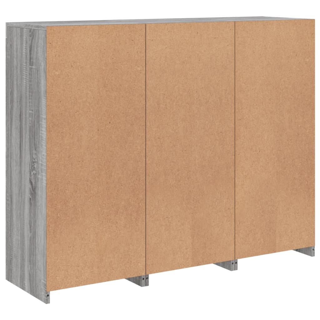 vidaXL Μπουφέδες με Φώτα LED 3 τεμ. Γκρι Sonoma από Επεξεργασμένο Ξύλο