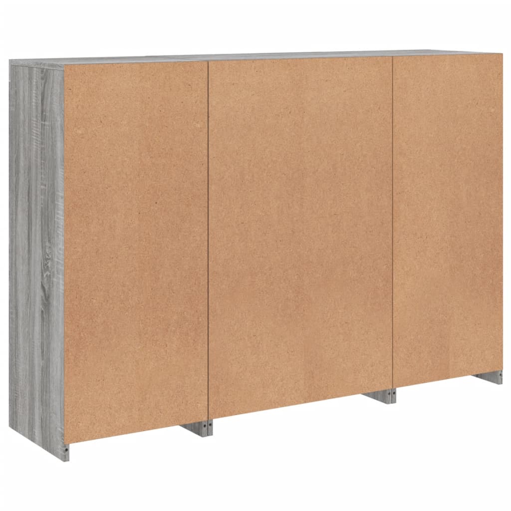 vidaXL Μπουφέδες με Φώτα LED 3 τεμ. Γκρι Sonoma από Επεξεργασμένο Ξύλο