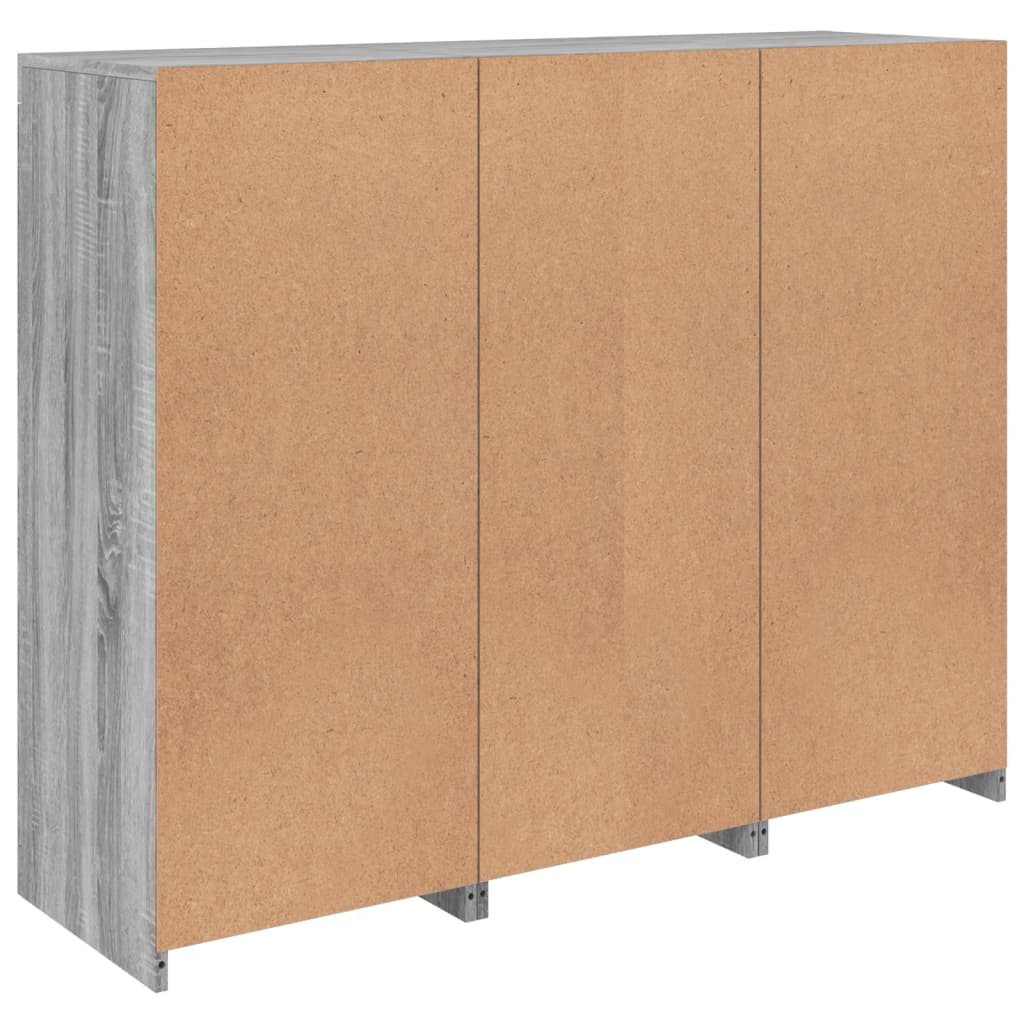 vidaXL Μπουφέδες με Φώτα LED 3 τεμ. Γκρι Sonoma από Επεξεργασμένο Ξύλο