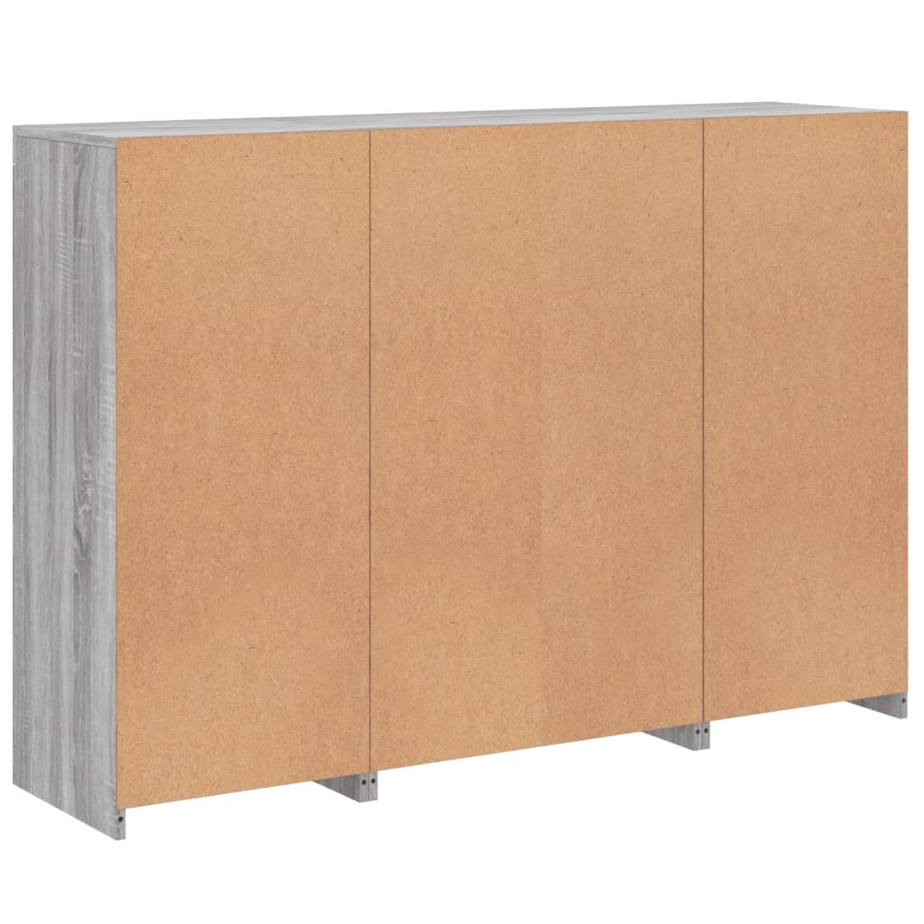 vidaXL Μπουφέδες με Φώτα LED 3 τεμ. Γκρι Sonoma από Επεξεργασμένο Ξύλο