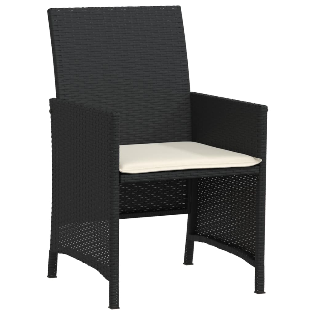 vidaXL Σετ Επίπλων Bistro 3 τεμ. Μαύρο Συνθετ. Ρατάν με Μαξιλάρια