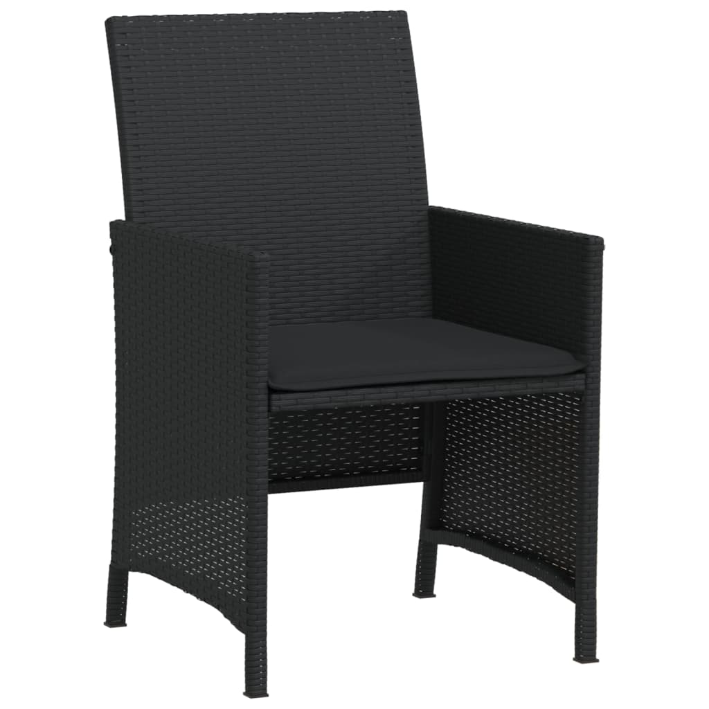 vidaXL Σετ Επίπλων Bistro 3 τεμ. Μαύρο Συνθετ. Ρατάν με Μαξιλάρια