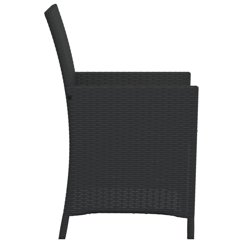vidaXL Σετ Επίπλων Bistro 3 τεμ. Μαύρο Συνθετ. Ρατάν με Μαξιλάρια