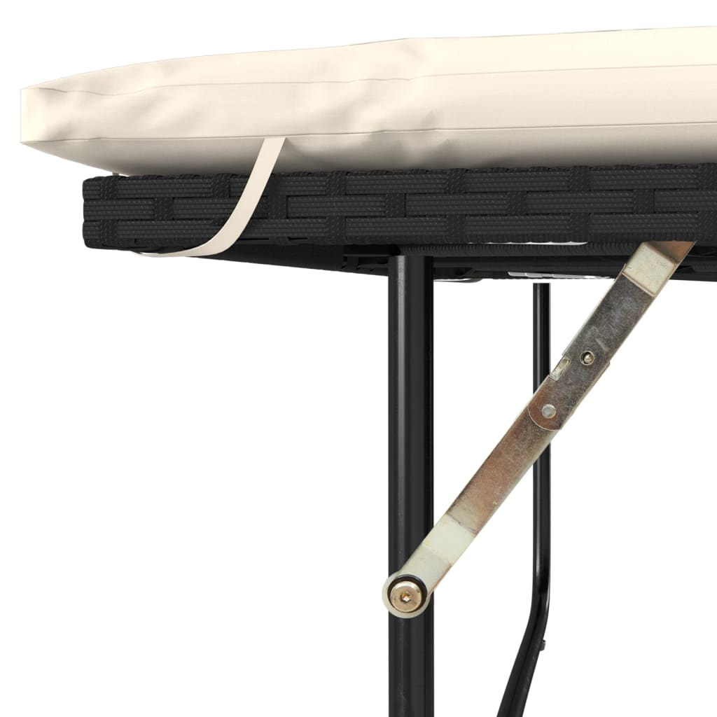 vidaXL Καναπές Κήπου Διθέσιος Μαύρος από Συνθετικό Ρατάν με Μαξιλάρια