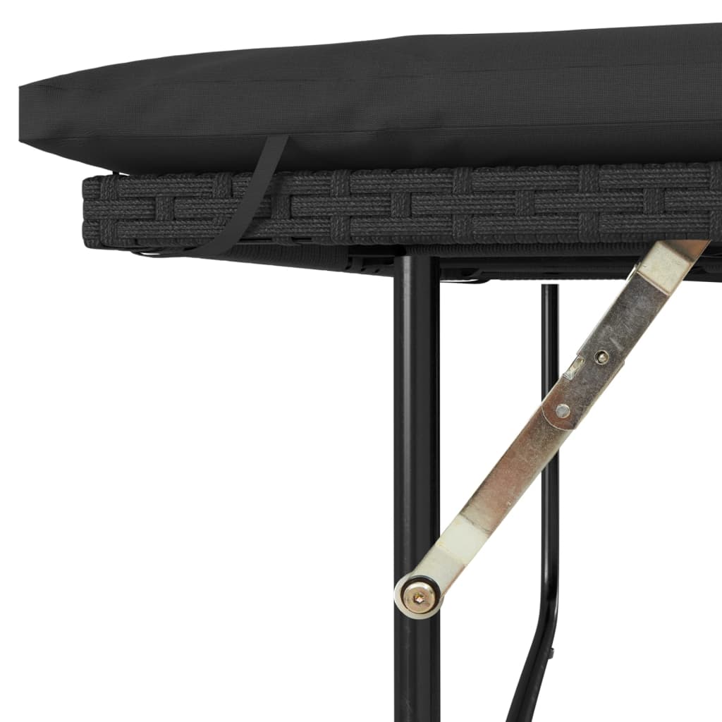 vidaXL Καναπές Κήπου Διθέσιος Μαύρος από Συνθετικό Ρατάν με Μαξιλάρια