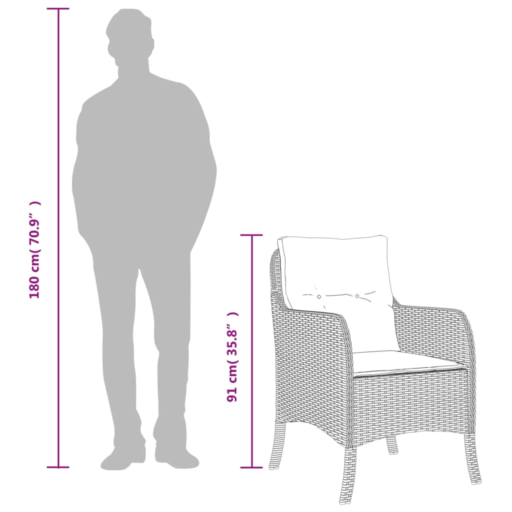 vidaXL Καρέκλες Κήπου 2 τεμ. Μικτό Μπεζ Συνθετικό Ρατάν με Μαξιλάρια