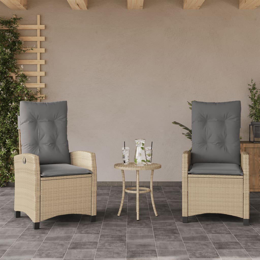 vidaXL Σετ Επίπλων Bistro 3 τεμ. Μικτό Μπεζ Συνθ. Ρατάν με Μαξιλάρια
