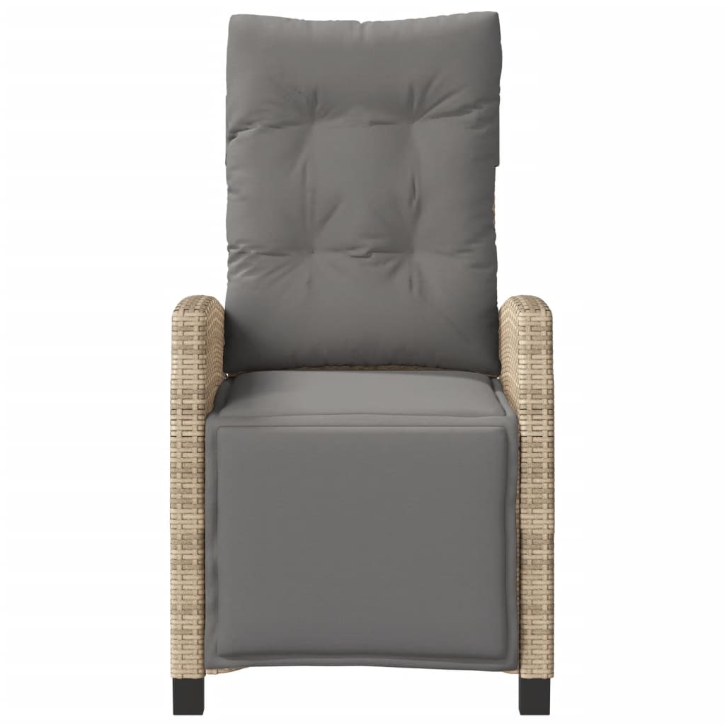 vidaXL Καρέκλα Κήπου Ανακλινόμενη Μικτό Μπεζ Συνθ. Ρατάν με Υποπόδιο