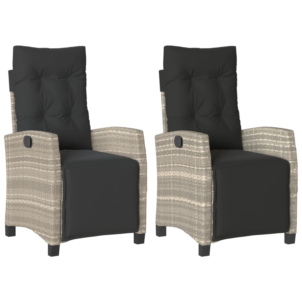 vidaXL Καρέκλες Κήπου Ανακλιν. 2 τεμ. Αν. Γκρι Συνθ. Ρατάν & Υποπόδιο