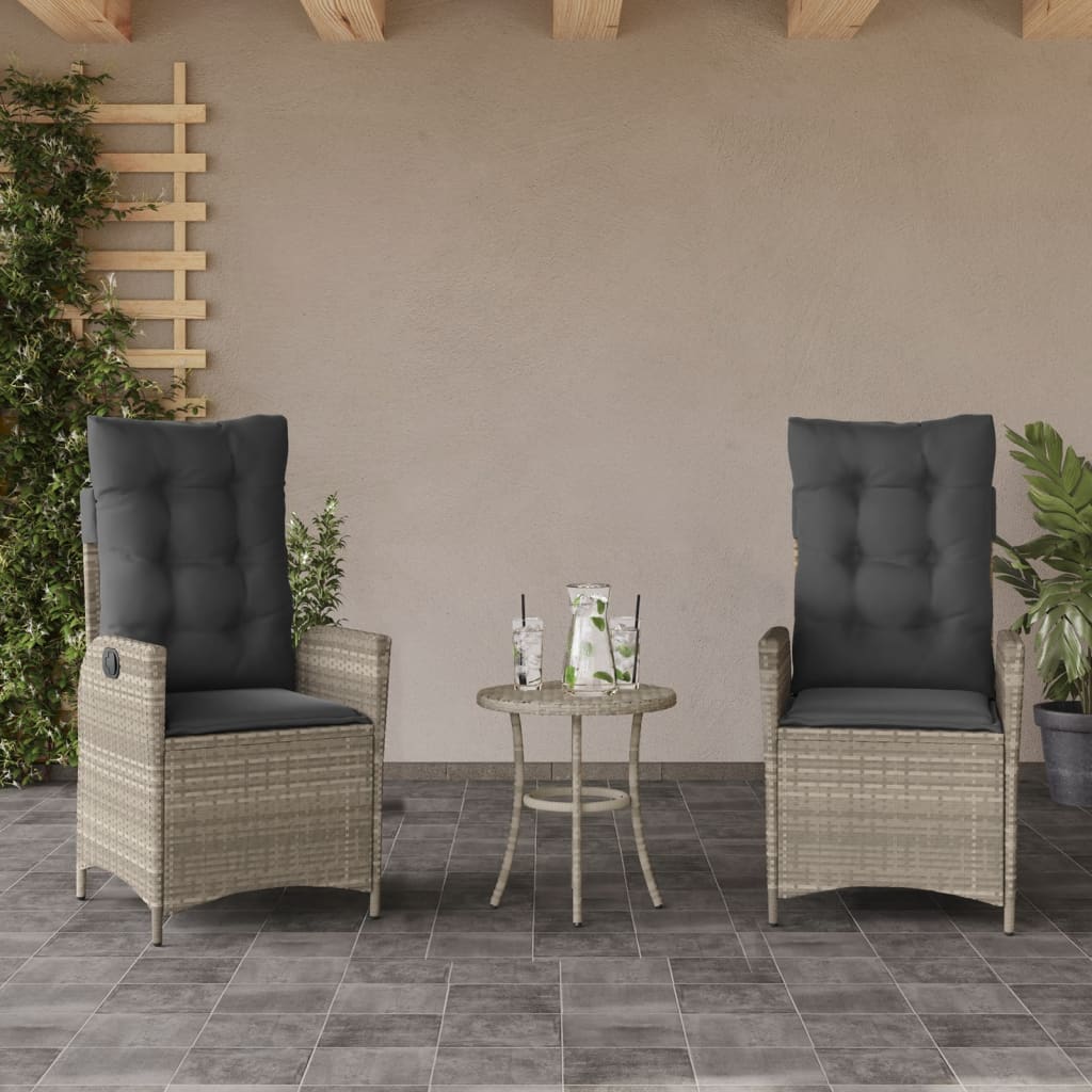 vidaXL Σετ Επίπλων Bistro 3 τεμ. Αν. Γκρι Συνθετικό Ρατάν με Μαξιλάρια