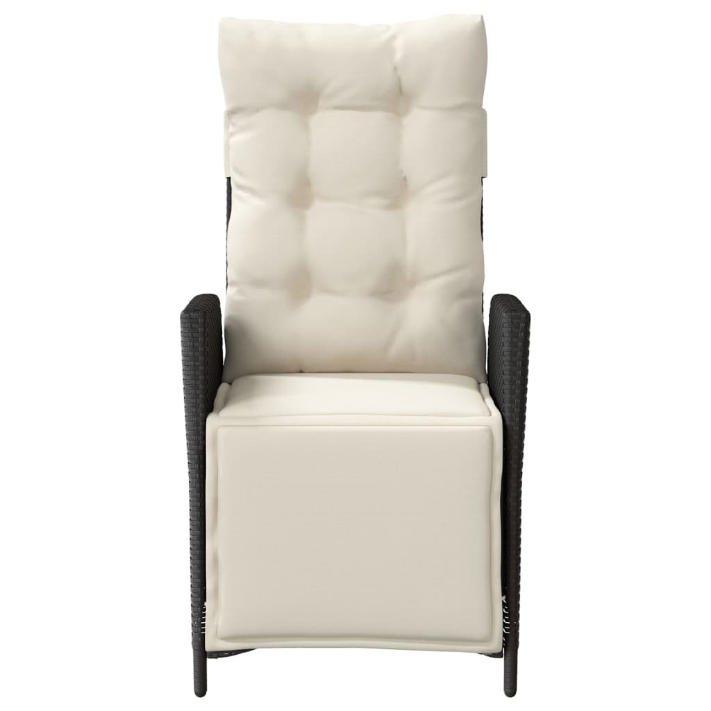 vidaXL Καρέκλα Κήπου Ανακλινόμενη Μαύρη Συνθετικό Ρατάν με Υποπόδιο