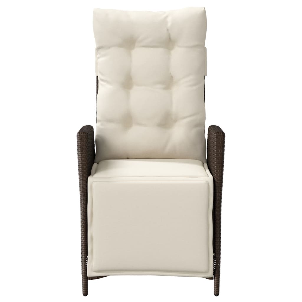 vidaXL Καρέκλα Κήπου Ανακλινόμενη Καφέ Συνθετικό Ρατάν με Υποπόδιο