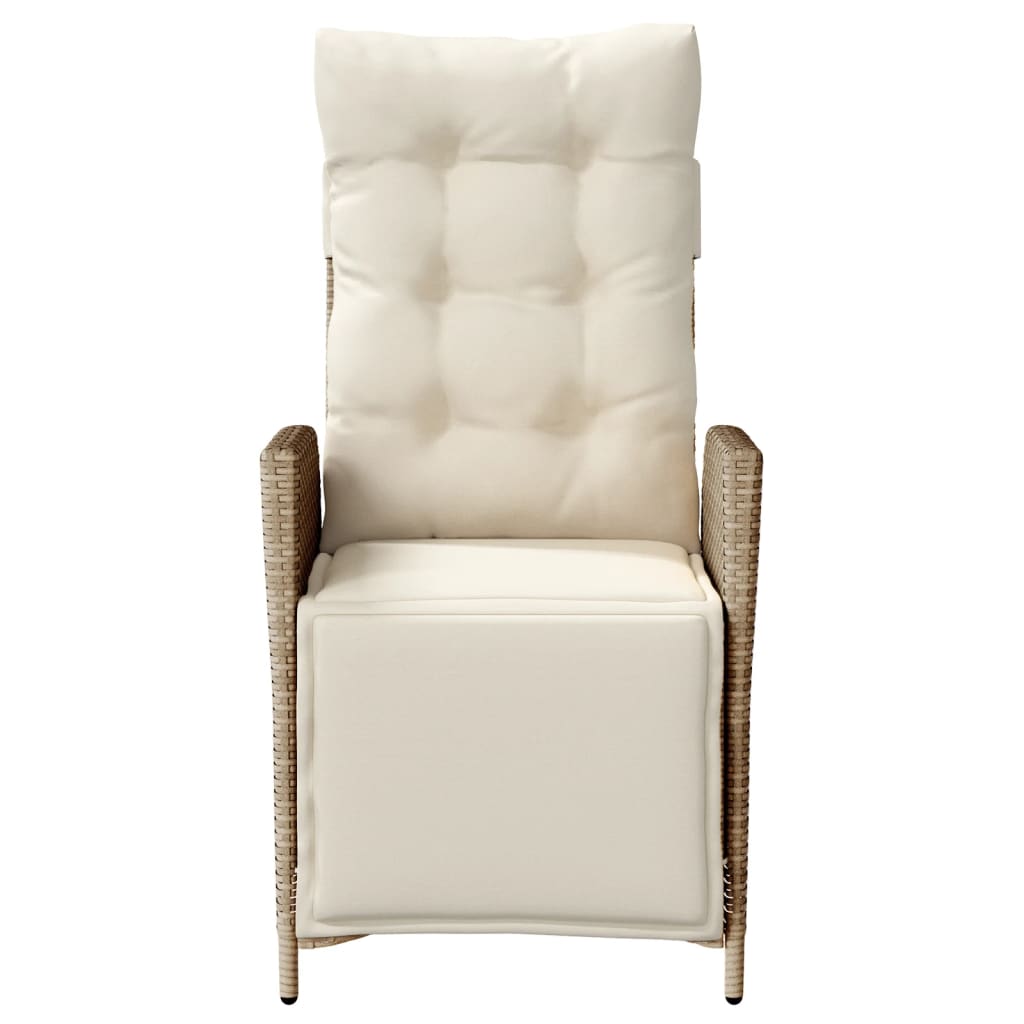 vidaXL Καρέκλα Κήπου Ανακλινόμενη Μπεζ Συνθετικό Ρατάν με Υποπόδιο