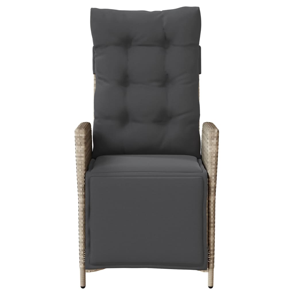 vidaXL Καρέκλα Κήπου Ανακλινόμενη Αν. Γκρι Συνθετικό Ρατάν με Υποπόδιο