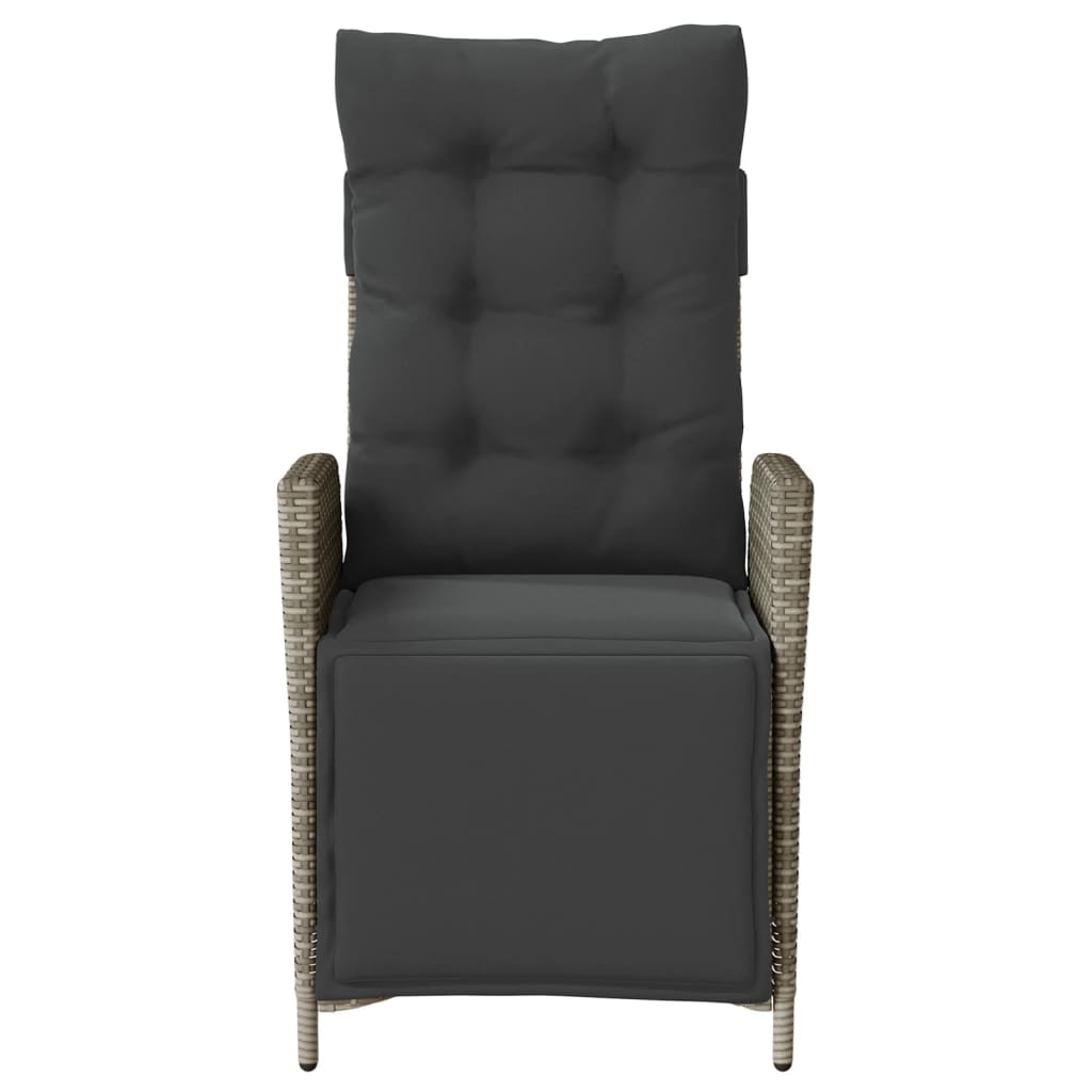 vidaXL Καρέκλες Κήπου Ανακλινόμενες 2 τεμ. Γκρι Συνθ. Ρατάν & Υποπόδιο