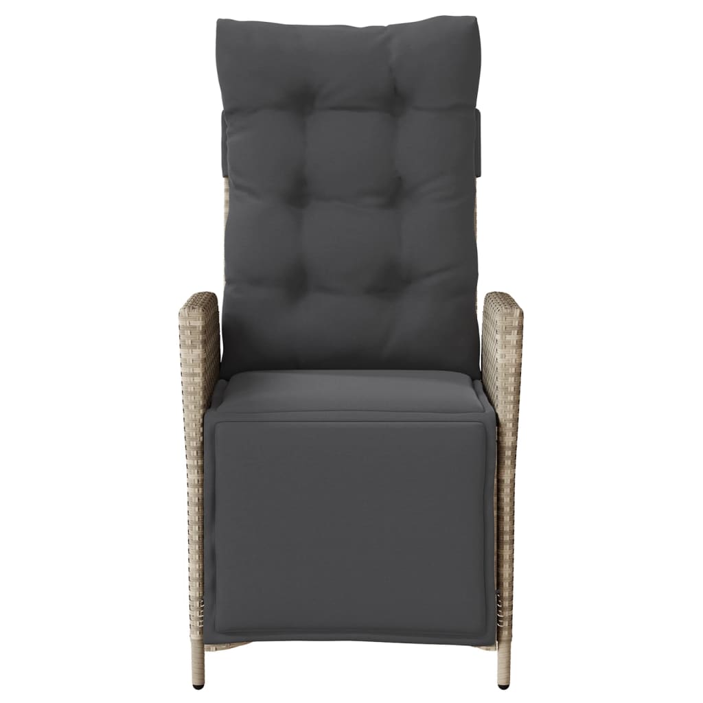 vidaXL Καρέκλες Κήπου Ανακλιν. 2 τεμ. Αν. Γκρι Συνθ. Ρατάν & Υποπόδιο