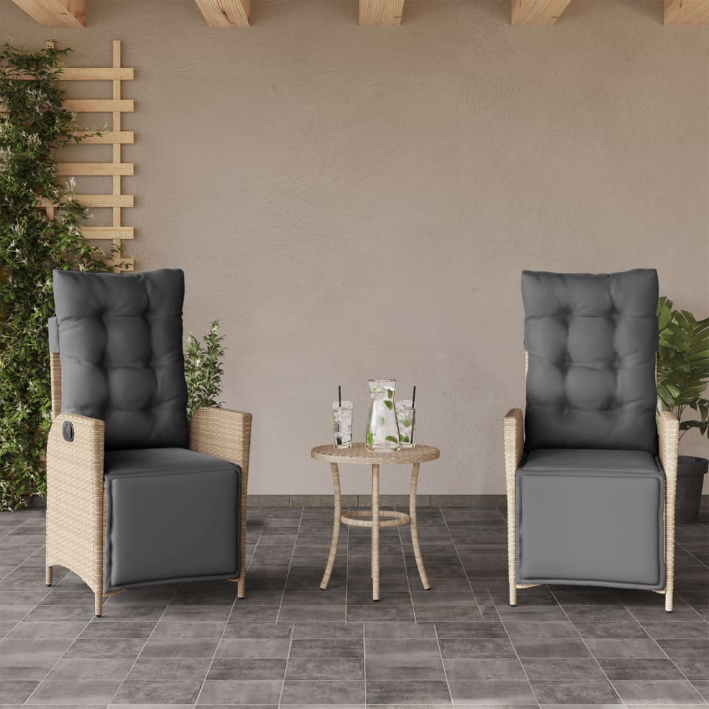 vidaXL Σετ Επίπλων Bistro 3 τεμ. Μικτό Μπεζ Συνθ. Ρατάν με Μαξιλάρια