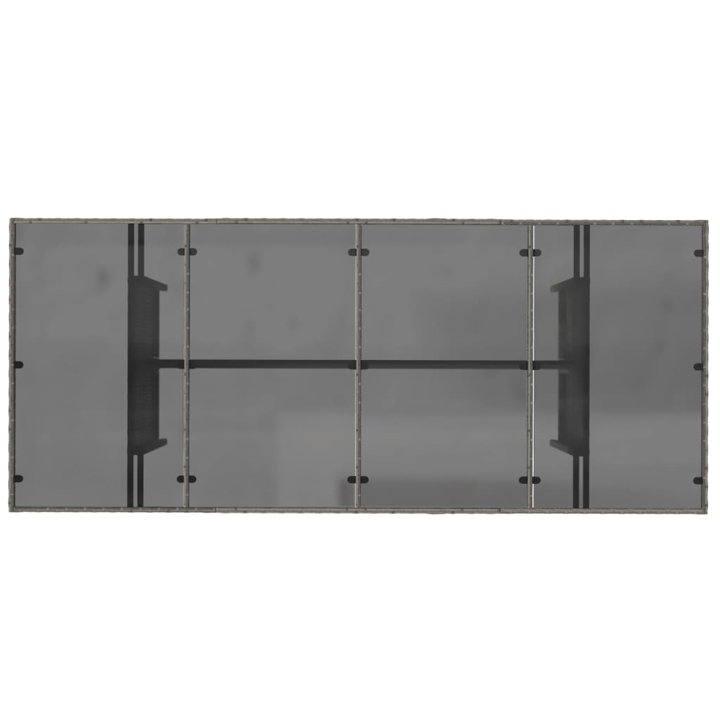 vidaXL Τραπέζι Κήπου με Γυάλινη Επιφάνεια Γκρι 190x80x74 εκ Συνθ.Ρατάν