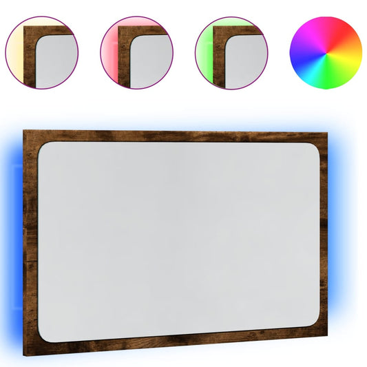 vidaXL LED Καθρέφτης Μπάνιου Καπνιστή Δρυς 60x8,5x38 εκ. Επεξεργ. Ξύλο