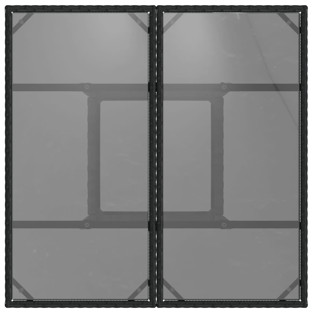 vidaXL Τραπέζι Κήπου με Γυάλινη Επιφάνεια Μαύρο 80x80x75 εκ Συνθ Ρατάν