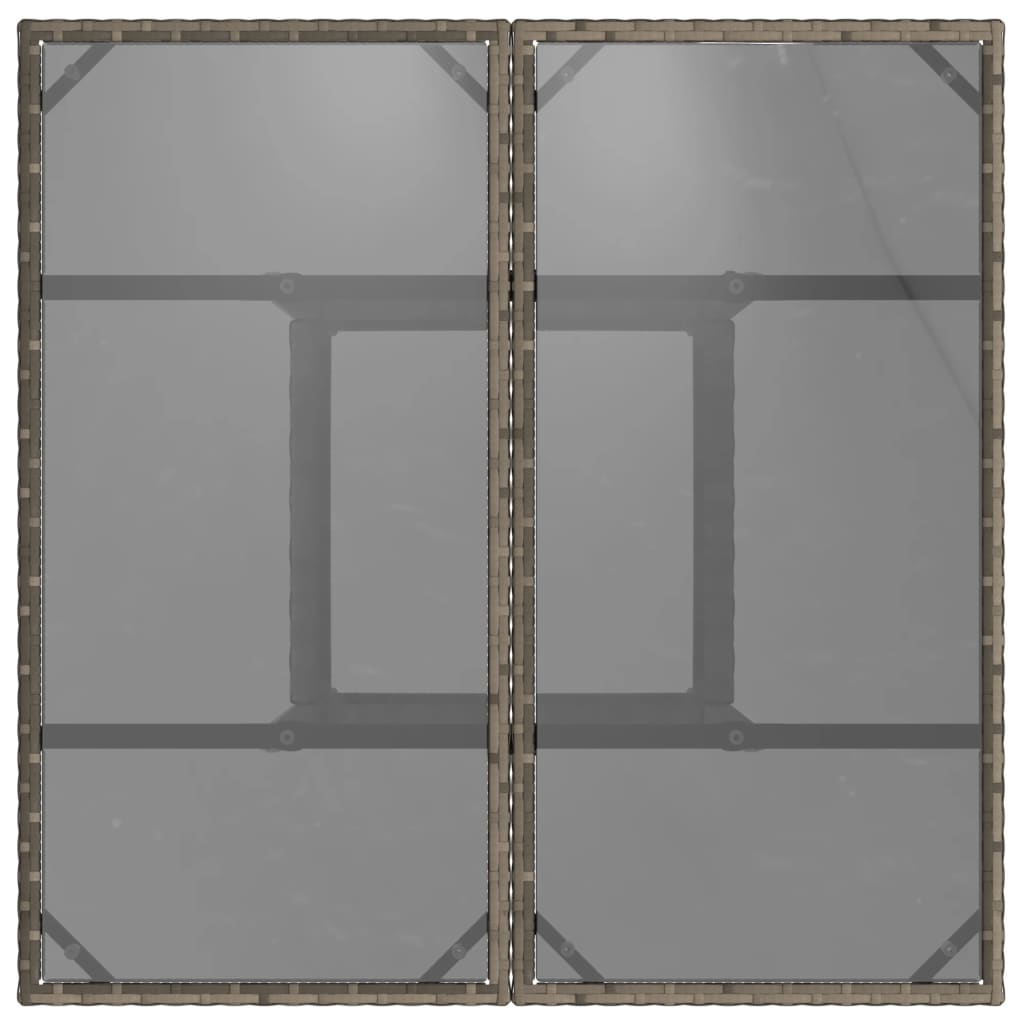 vidaXL Τραπέζι Κήπου με Γυάλινη Επιφάνεια Γκρι 80x80x75 εκ Συνθ. Ρατάν