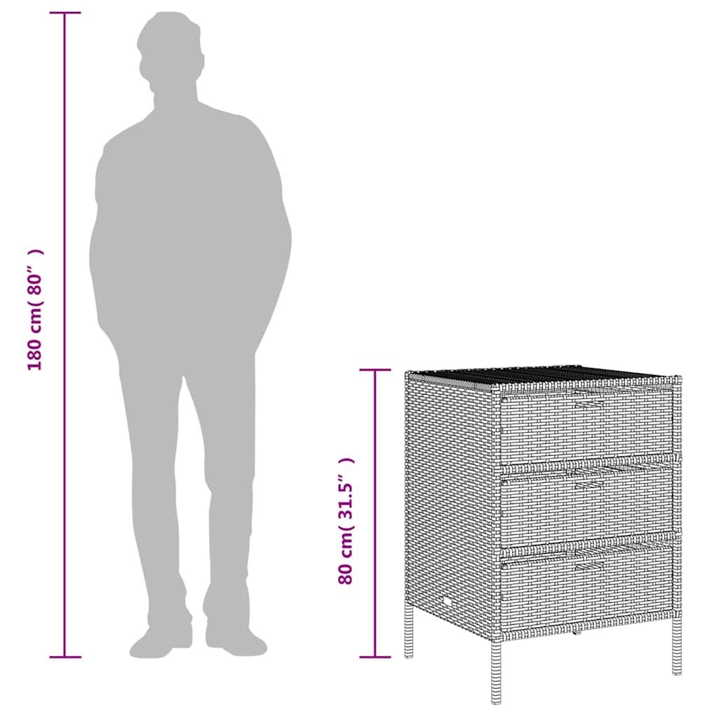 vidaXL Ντουλάπι Αποθήκευσης Κήπου Μαύρο 55x59x80 εκ. Συνθετικό Ρατάν