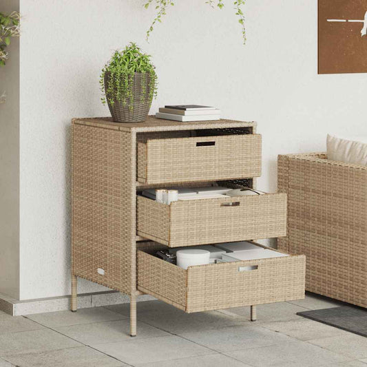 vidaXL Ντουλάπι Αποθήκευσης Κήπου Beige 55x59x80 εκ. Συνθετικό Ρατάν
